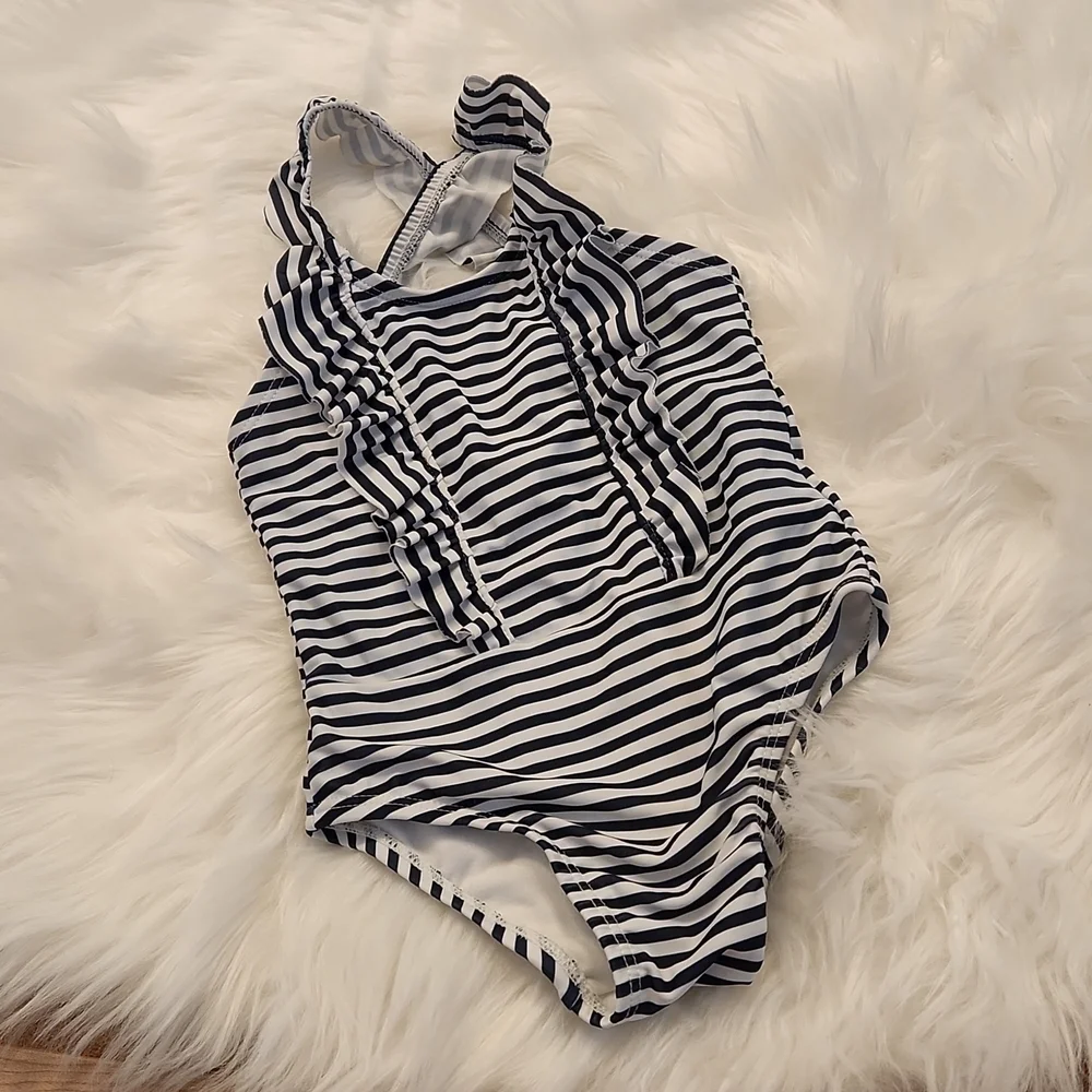 Baby Gap Navy & White Ruffle Front Swimsuit Size 18-24M